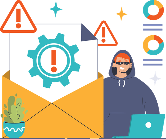 Man with risk management mail  일러스트레이션