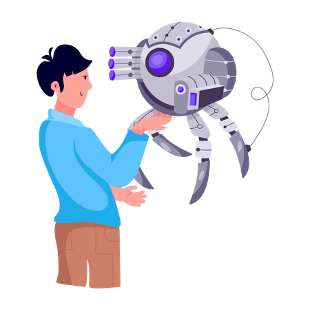 Man with robot  Illustration