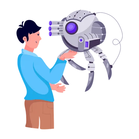 Man with robot  Illustration