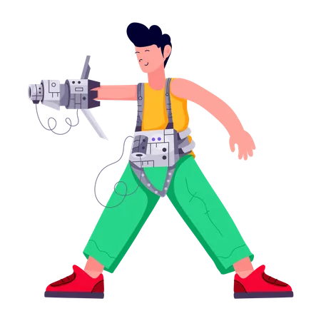 Man with robotic arm  Illustration