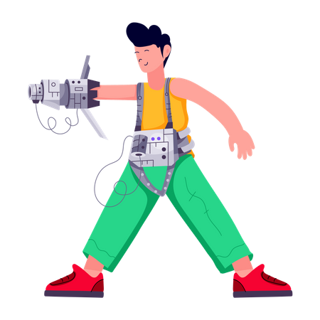 Man with robotic arm  Illustration