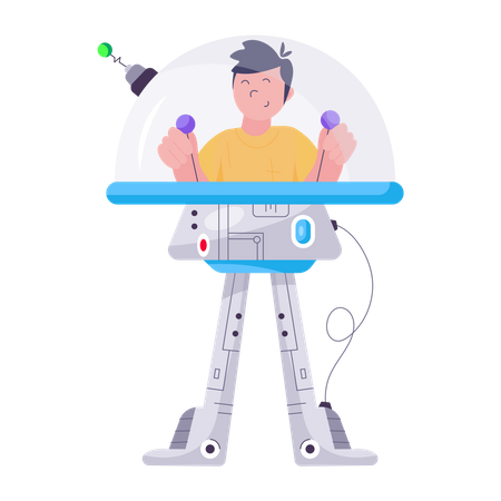 Man with robotic legs  Illustration