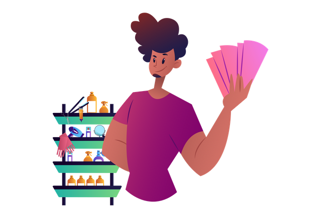 Man with salon accessories  Illustration