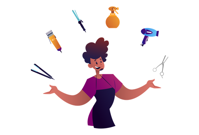 Man with salon Equipment  Illustration