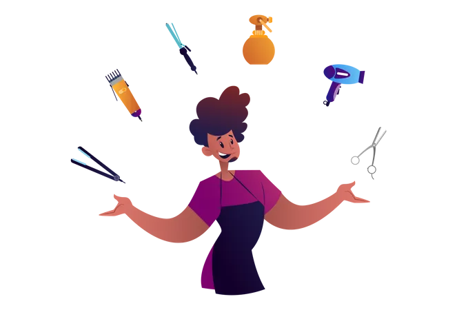 Man with salon Equipment  Illustration