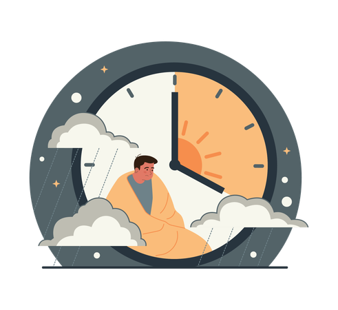 Man with seasonal affective disorder  Illustration