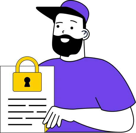 Man with secure document  Illustration
