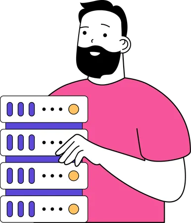 Man with server  Illustration