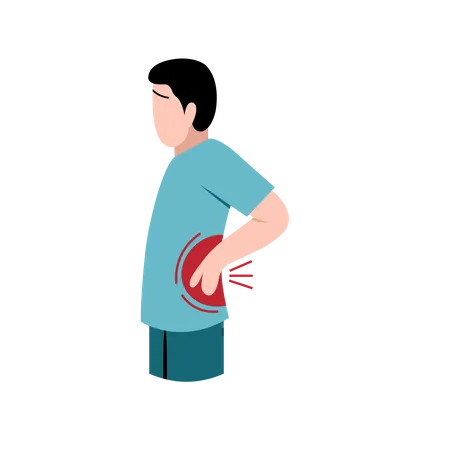 Man with server back bone pain  Illustration