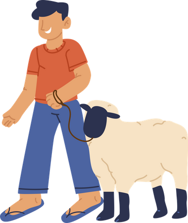 Man with sheep  Illustration