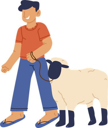 Man with sheep  일러스트레이션