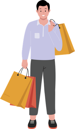 Man With Shopping Bag  Illustration