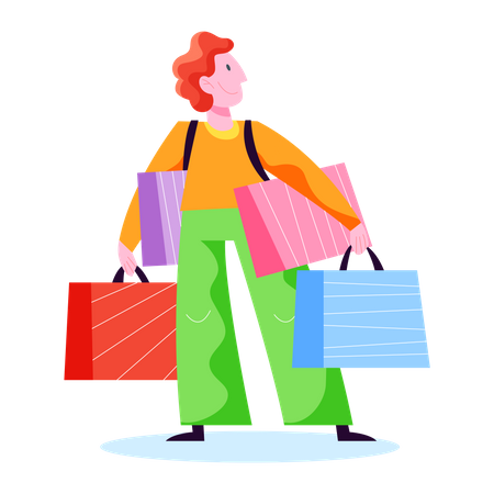 Man with shopping bag  Illustration