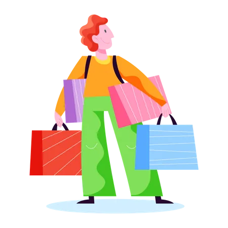 Man with shopping bag  Illustration