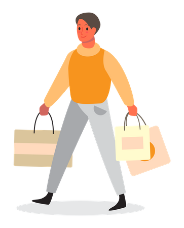 Man with shopping bags Illustration