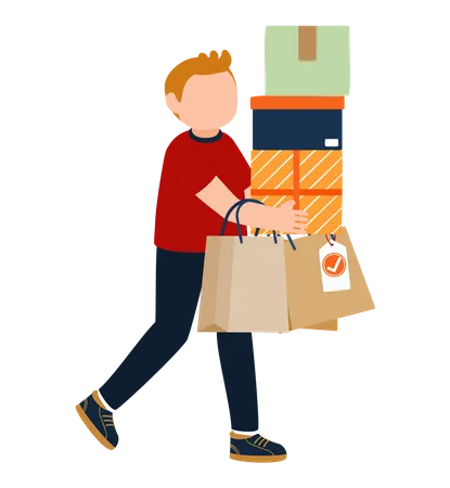 Man with shopping bags Illustration