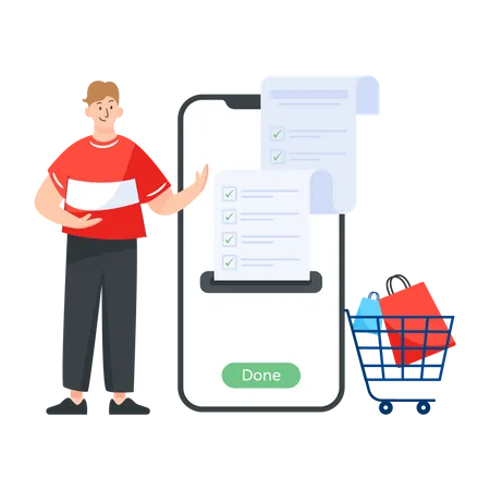 Man with shopping bill  Illustration