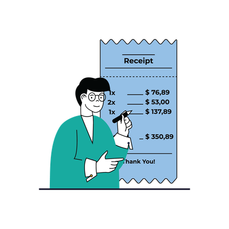 Man With Shopping Bill  Illustration