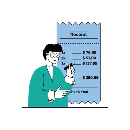 Man With Shopping Bill  Illustration