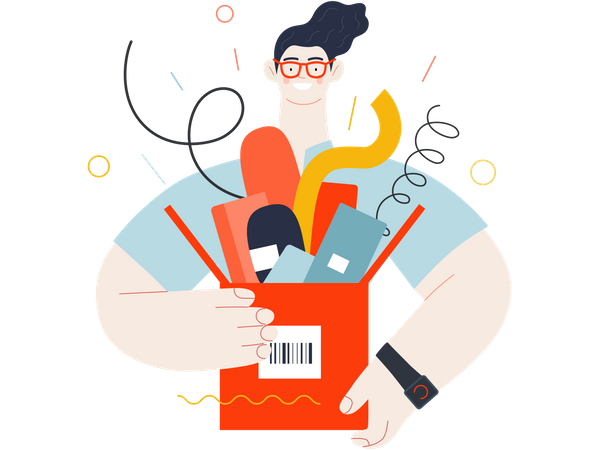 Man with shopping box  Illustration