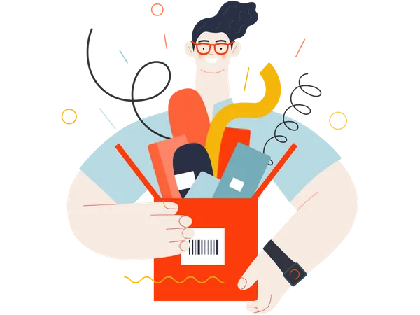 Man with shopping box  Illustration