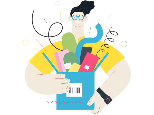 Man with shopping box  Illustration