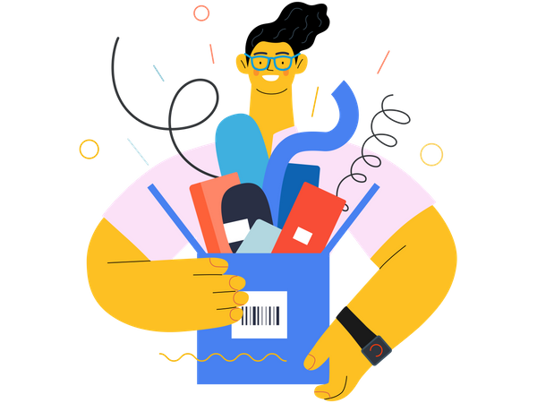 Man with shopping box  Illustration