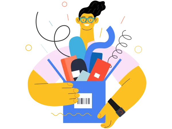 Man with shopping box  Illustration