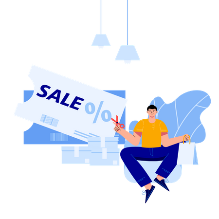 Man with shopping coupon  Illustration
