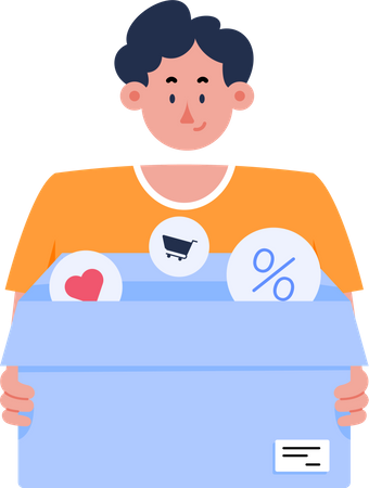 Man with shopping discount offer  Illustration