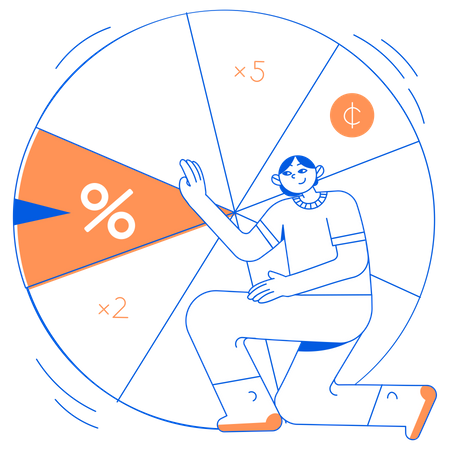 Man with shopping discount wheel  Illustration