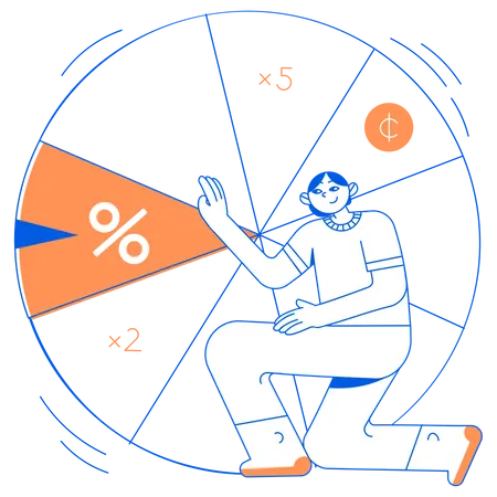 Man with shopping discount wheel  Illustration