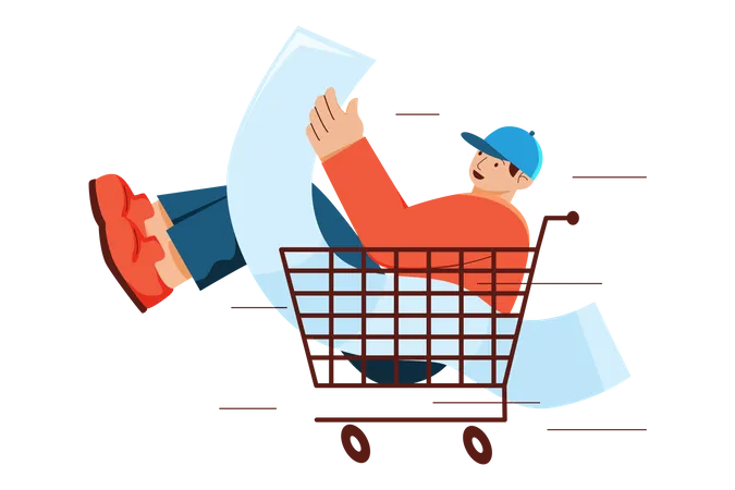 Man with shopping list  Illustration