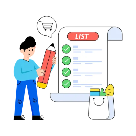 Man with shopping list Illustration