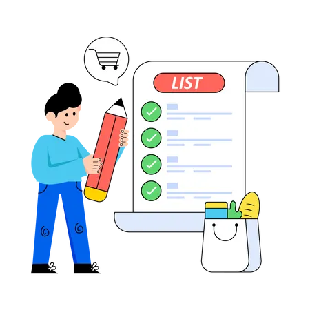 Man with shopping list  Illustration