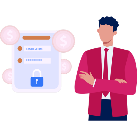 Man with showing login account  Illustration