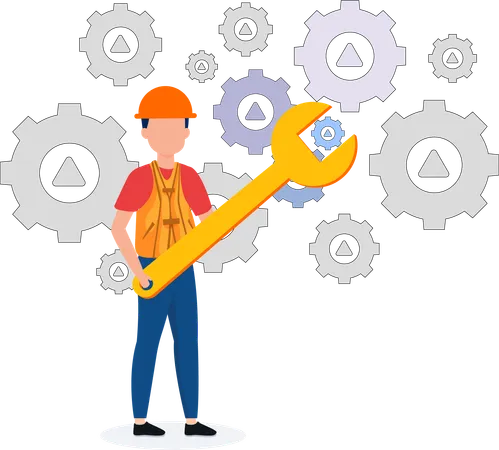 Maintenance Flat Illustration In This Design You Can See How Technology Connect To Each Other Each File Comes With A Project In Which You Can Easily Change Colors And More Illustration