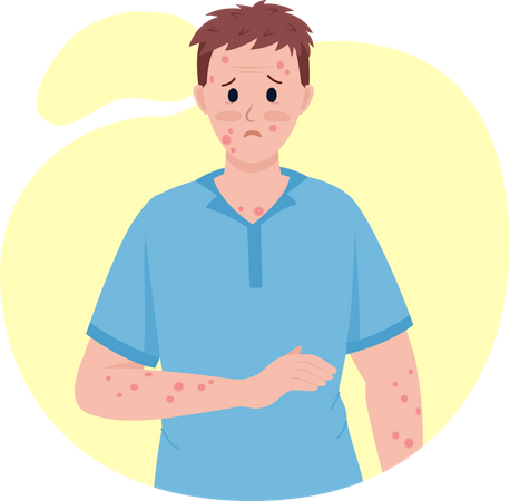 Man with skin rash Illustration