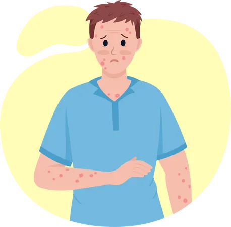 Man with skin rash  Illustration