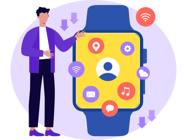 Man with Smart Device  Illustration