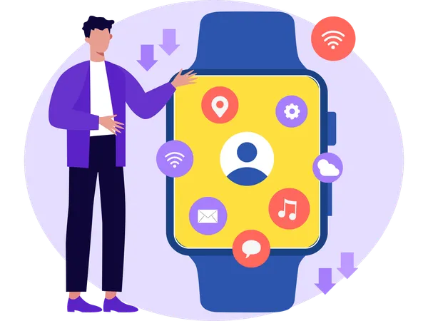 Man with Smart Device  Illustration