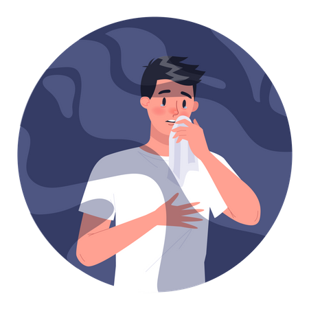 Man with smoke allergy  Illustration