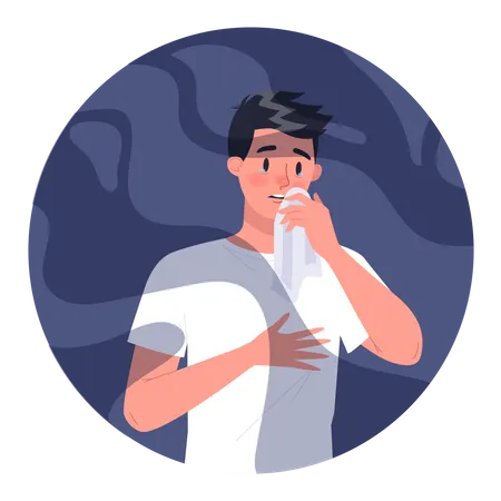 Man with smoke allergy  Illustration