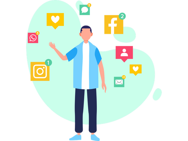 Man with Social account  Illustration