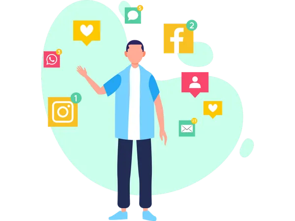 Man with Social account  Illustration