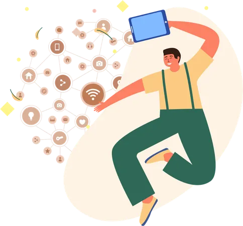 Man With Social media device  Illustration