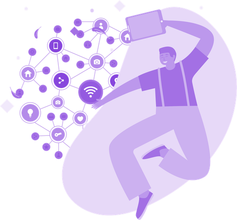 Man With Social media device  Illustration