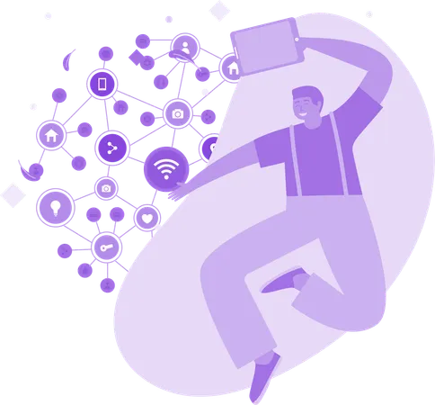 Man With Social media device  Illustration