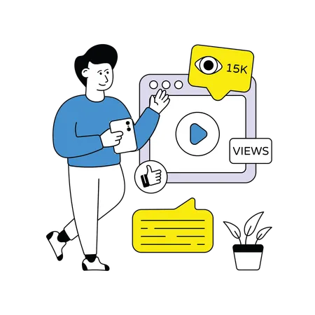 Man with Social Media Views  Illustration