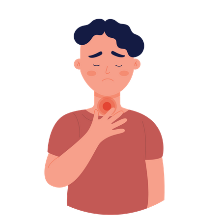 Man with sore throat  Illustration